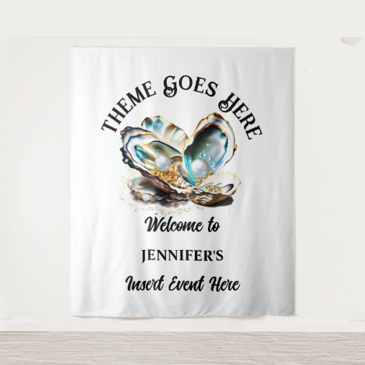 Strand parel oester zee schelp iriserende glam fee wandkleed (Voorkant)