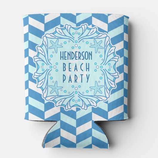 Strand Party Art Deco Shell en visgraat Custom Blikjeskoeler (Achterkant)