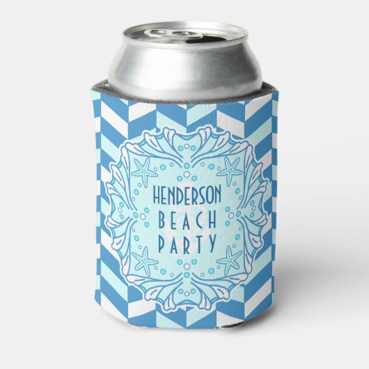 Strand Party Art Deco Shell en visgraat Custom Blikjeskoeler (Blikje Achterkant)