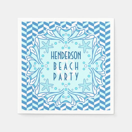 Strand Party Art Deco Shell en visgraat Custom Servet (Voorkant)