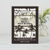 Strand Party Palm Bomen Tropische Witte Hete Glam Kaart (Staand voorkant)