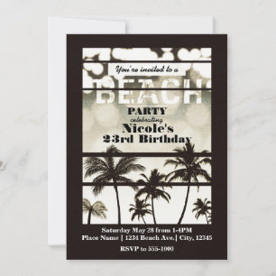 Strand Party Palm Bomen Tropische Witte Hete Glam Kaart
