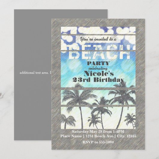 Strand Party Palm Trees Tropische Zomer Kaart (Voorkant / Achterkant)