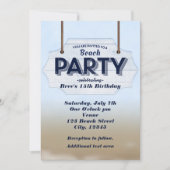 Strand Party Wit Hout Teken Tropische Uitnodiginge Kaart (Voorkant)