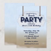 Strand Party Wit Hout Teken Tropische Uitnodiginge Kaart (Voorkant / Achterkant)