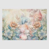 Strand Pastel Bloemige Schelpen Decoupage Tissuepapier (Voorkant)