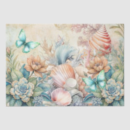Strand Pastel Vlinders &  Schelpen Decoupage  Tissuepapier