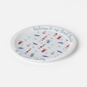 Strand patterend welkom in ons strandhuis papieren bordje (Gekanteld)