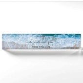 Strand Persoonlijke Blauwe Script Elegant Naambordje (Voorkant)
