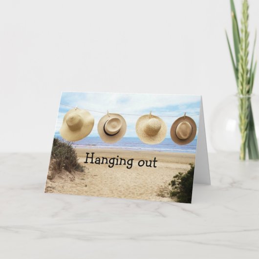 STRAND PETTEN AAN DE LIJN OP HET STRAND VERJAARDAG KAART (Voorkant)