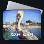 Strand Pier Pelican Vogel Foto Zon Dag Quote Scrip Laptop Sleeve<br><div class="desc">Deze vrolijke pelikaan op een reling met uitzicht op een strand in Californië schreeuwt "vakantie klaar". Drijf terug naar de warme oceaan briest wanneer je deze kleurrijke fotografie neopreen laptophoes gebruikt. Deze laptophoes is verkrijgbaar in drie formaten: 15, 13 en 10 inch. Maakt een geweldig cadeau voor iemand speciaal! U...</div>