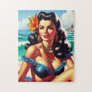  strand Pin-up schilderij Legpuzzel