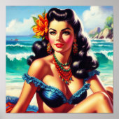  strand Pin-up schilderij Poster (Voorkant)