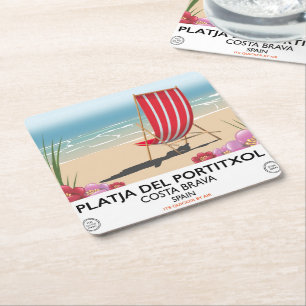 Strand Platja del Portitxol, Costa Brava, Spanje Kartonnen Onderzetters