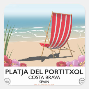 Strand Platja del Portitxol, Costa Brava, Spanje Vierkante Sticker