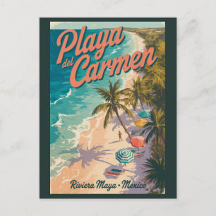 Strand Playa del Carmen Illustratie Reis Kunst Briefkaart