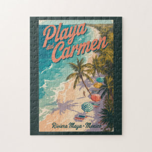 Strand Playa del Carmen Illustratie Reis Kunst Legpuzzel