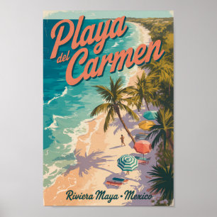Strand Playa del Carmen Illustratie Reis Kunst Poster