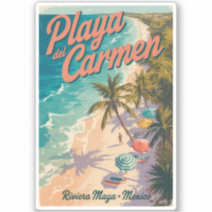 Strand Playa del Carmen Illustratie Reis Kunst Sticker