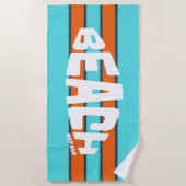 Strand Please Aqua Blue & Oranje Strandlaken (Voorkant)