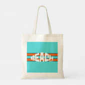 Strand Please Aqua Blue & Sinaasappel Gestreept Tote Bag (Achterkant)
