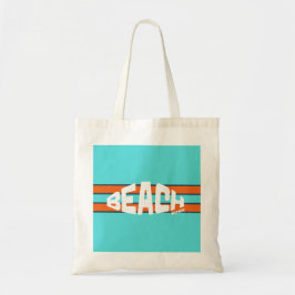 Strand Please Aqua Blue & Sinaasappel Gestreept Tote Bag
