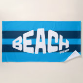 Strand Please Aqua & Navy Blauw Gestreepte Strandl Strandlaken (Voorkant)