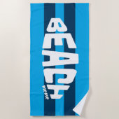 Strand Please Aqua & Navy Blauw Gestreepte Strandl Strandlaken (Voorkant)