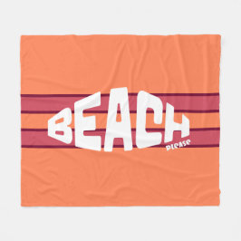 Strand Please Koraal & Roze Gestreept Fleece Deken