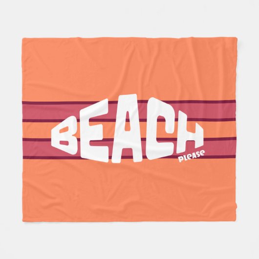 Strand Please Koraal & Roze Gestreept Fleece Deken (Voorkant (Horizontaal))