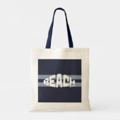 Strand Please Modern Blauw & Wit Gestreept Tote Bag (Achterkant)