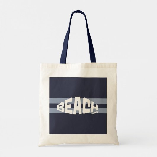 Strand Please Modern Blauw & Wit Gestreept Tote Bag (Achterkant)