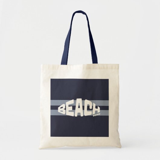 Strand Please Modern Blauw & Wit Gestreept Tote Bag (Voorkant)