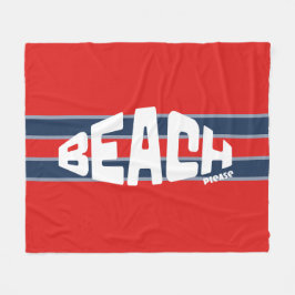 Strand Please Red & Navy Blue Stripe Fleece Deken