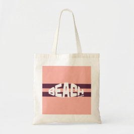 Strand Please Roze & Paarse Gestreept Tote Bag