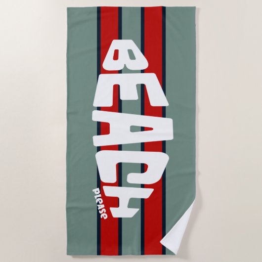 Strand Please Stoffig Blauw en Rode Strand Handdoe Strandlaken (Voorkant)