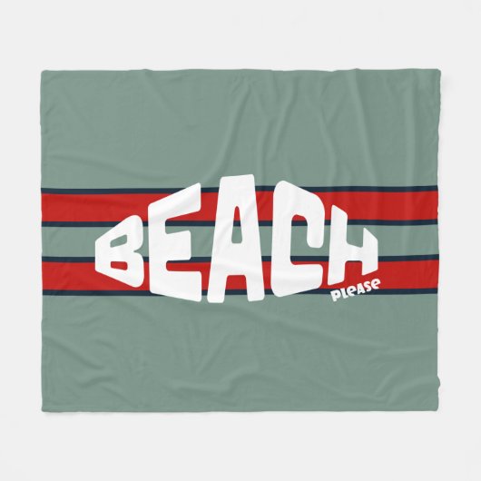 Strand Please stoffig blauw en rood Fleece Deken (Voorkant (Horizontaal))