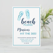 Strand Please Turquoise Teenslippers 30e Verjaarda Kaart (Staand voorkant)