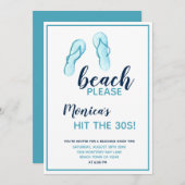 Strand Please Turquoise Teenslippers 30e Verjaarda Kaart (Voorkant / Achterkant)