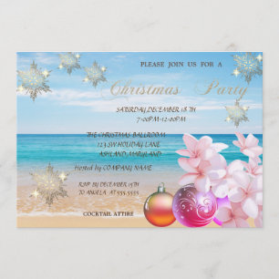 Strand,Plumeria,Kerstballen Zakelijk Feest Kaart