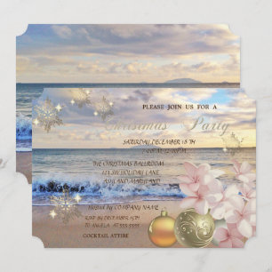 Strand, Plumeria, Kerstballen Zakelijk Feest Kaart