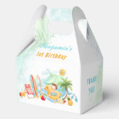 Strand Pool Party Zomer 1e Verjaardag Jongen Mediu Bedankdoosjes (Voorkant)