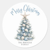 Strand Prettig Kerstmis Ronde Sticker (Voorkant)