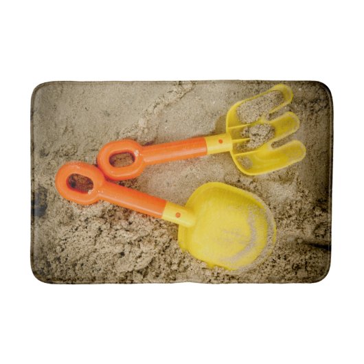 Strand Print Geel en Sinaasappel Zand Speelgoed Badmat (Voorkant)