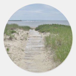 Strand promenade foto ronde sticker