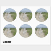 Strand promenade foto ronde sticker (Vel)