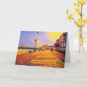 Strand Promenade Pop Art Kaart (Gele Bloem)