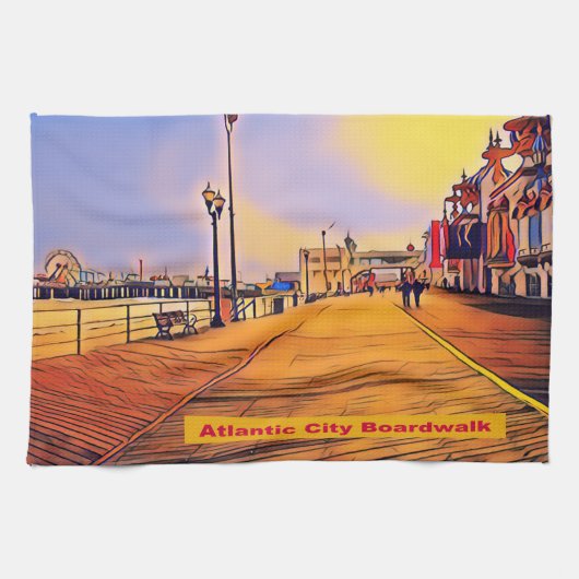 Strand Promenade Pop Art Theedoek (Horizontaal)