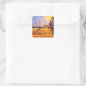Strand Promenade Pop Art Vierkante Sticker (Tas)