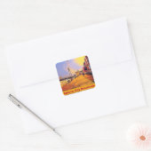 Strand Promenade Pop Art Vierkante Sticker (Envelop)